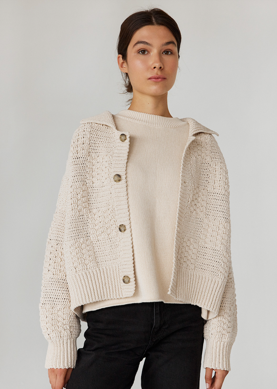 Oat Milk Hand-Knit Prietema Jacket